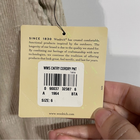 NWT Woolrich women’s corduroy Tan Pants - Picture 3 of 5